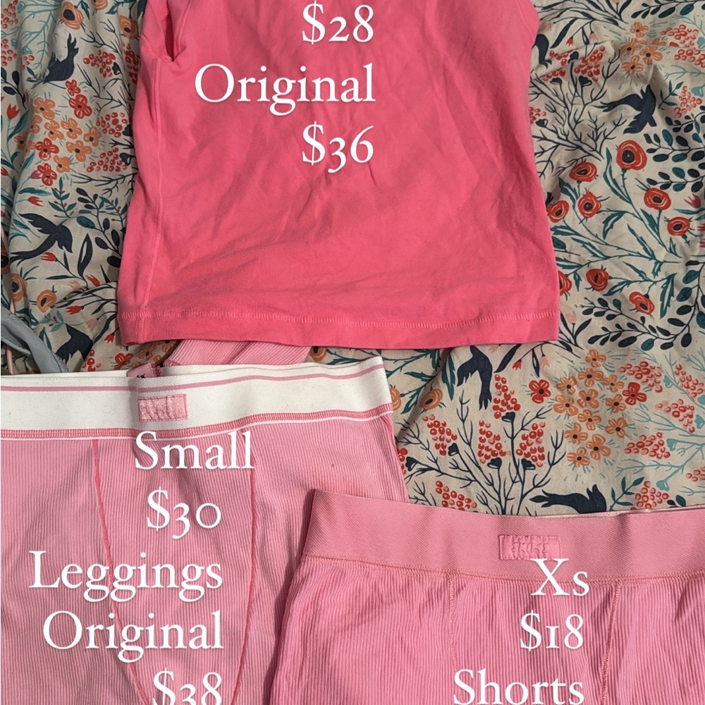 Pink Tank Top, Leggings, and Shorts Set